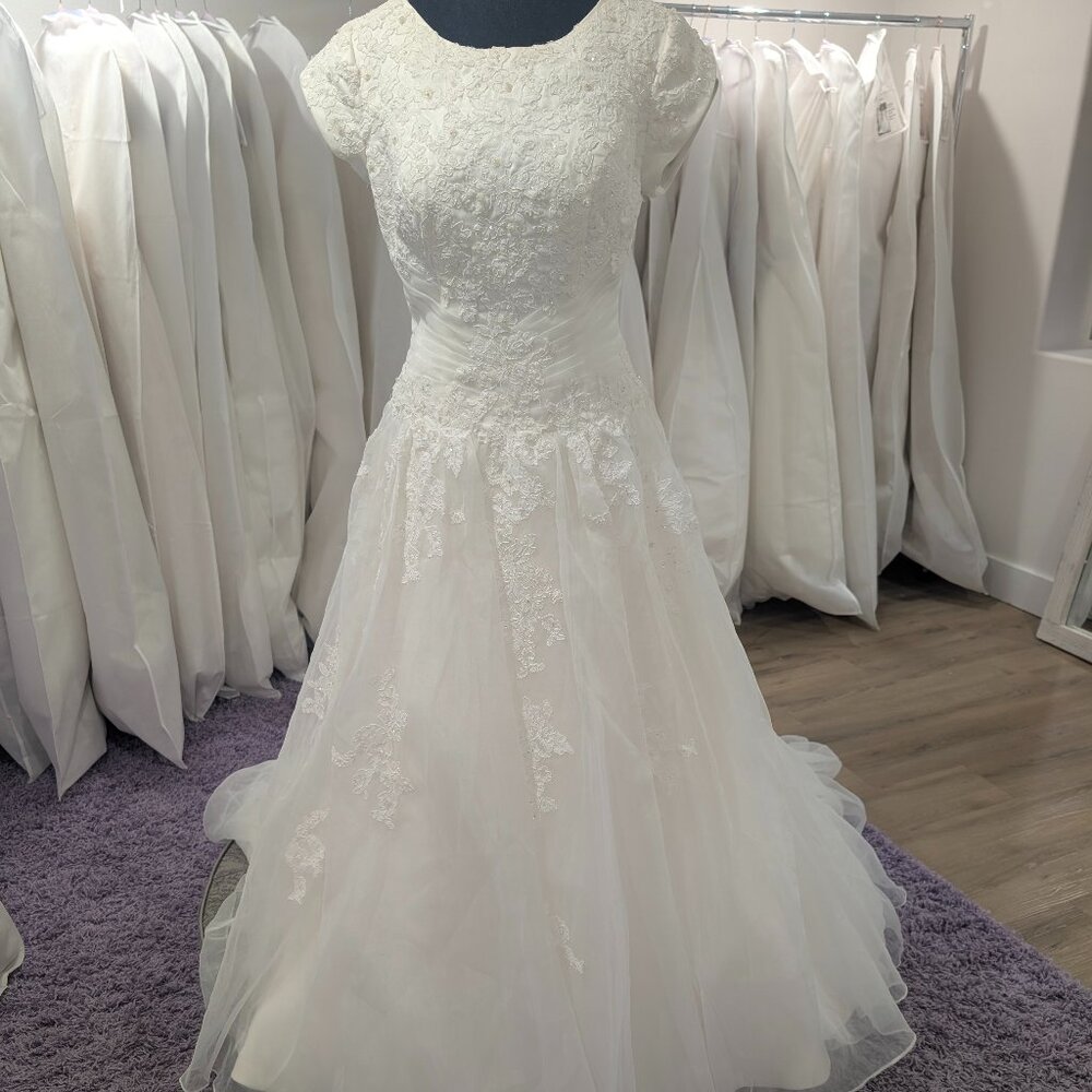 Symphony of Venus A-line wedding dress Size 12 in soft white